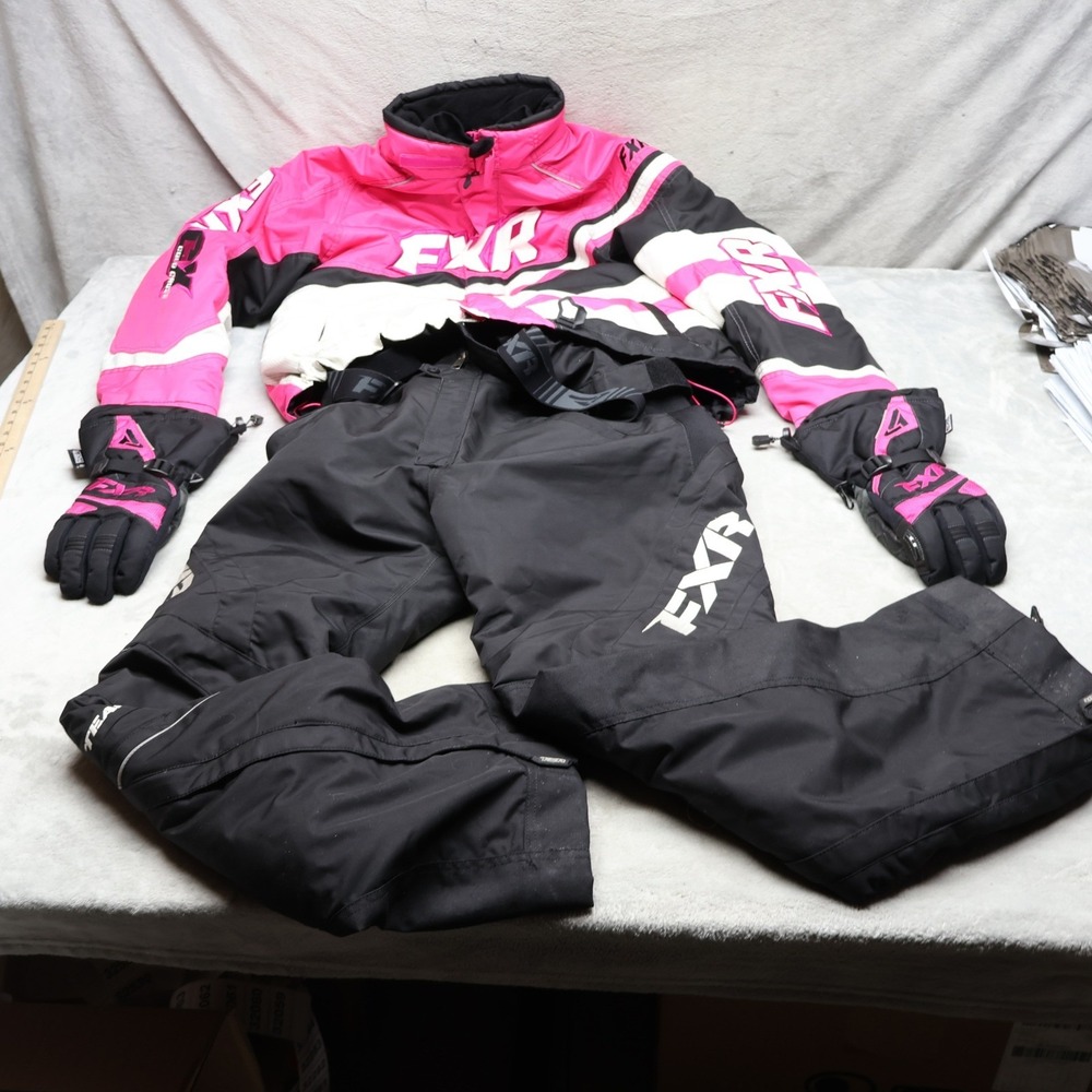 FXR Snowmobile Suit Womens Pink Insulated Cold Cross Series Pants 10 + Jacket 14